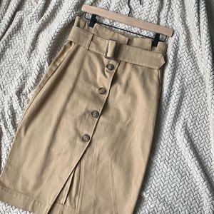 Khaki denim skirt